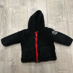 DKNY Black Fleece Jacket with Red Zipper, 18 Months